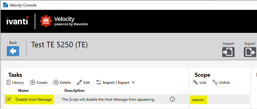 Disabling Host Message in Velocity Client