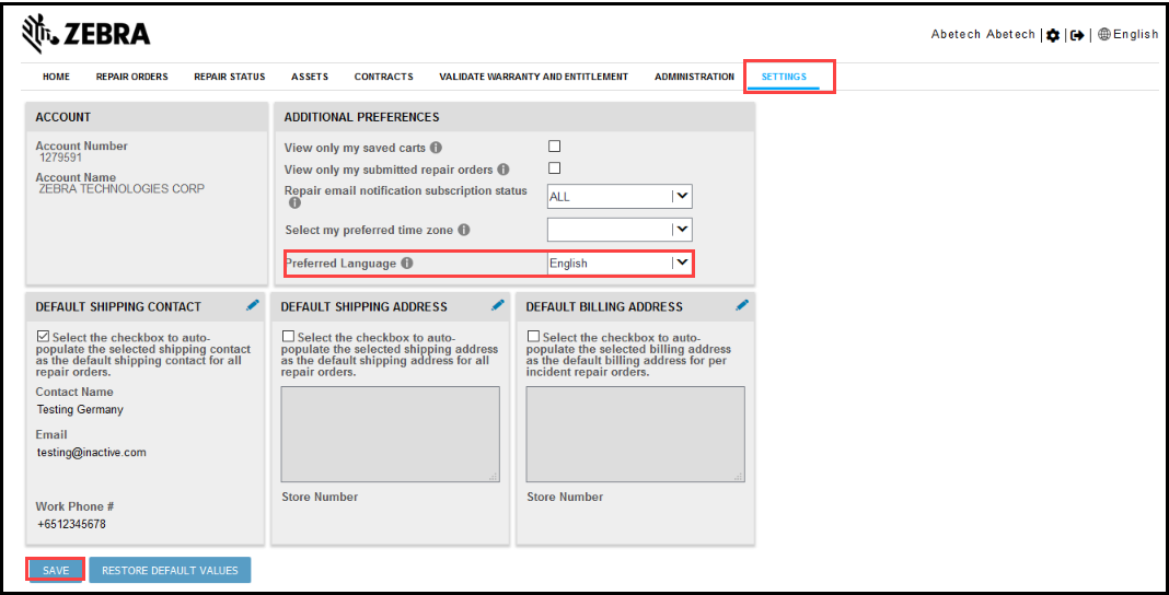 Repair Order Portal: Select the Preferred Language which you prefer to ...