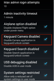 Enterprise Home Screen - Enable or Disable Keyguard Camera Access