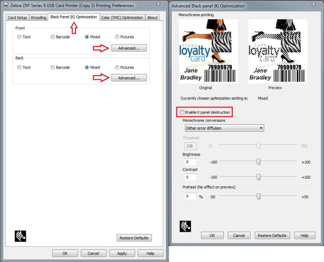 Erasing the Private Information Printed On a ZXP9 K Panel