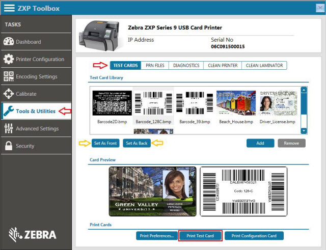 Printing Sample Cards on the ZXP Series 9 Printer Using the ZXP