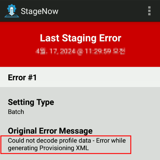 StageNow: Error While Generating Provisioning XML