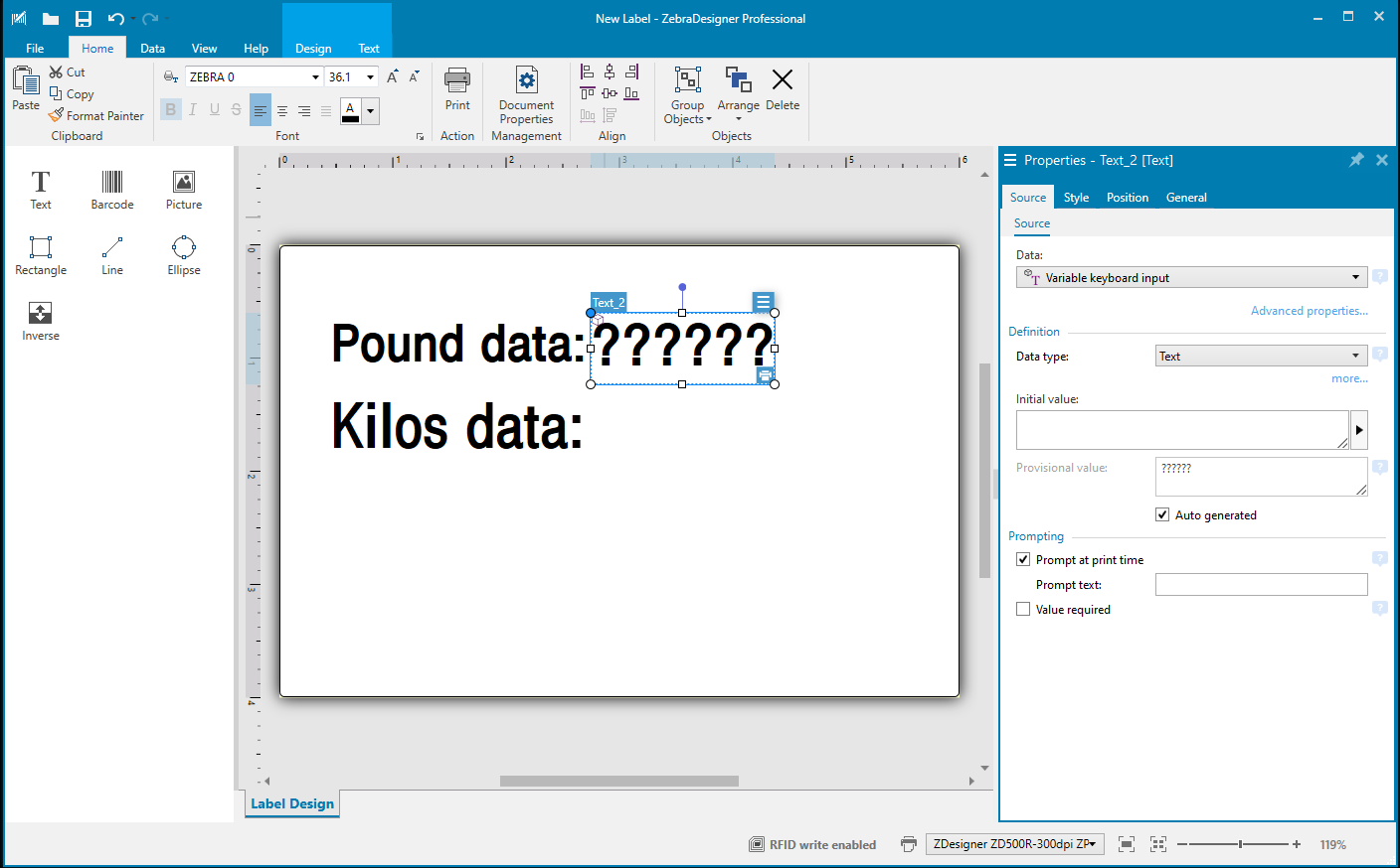 ZebraDesigner 3 Professional: eenvoudige eenheidsconversie met VB-script.