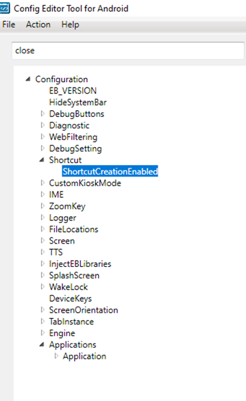 Enterprise Browser and EHS Shortcuts Link on Display