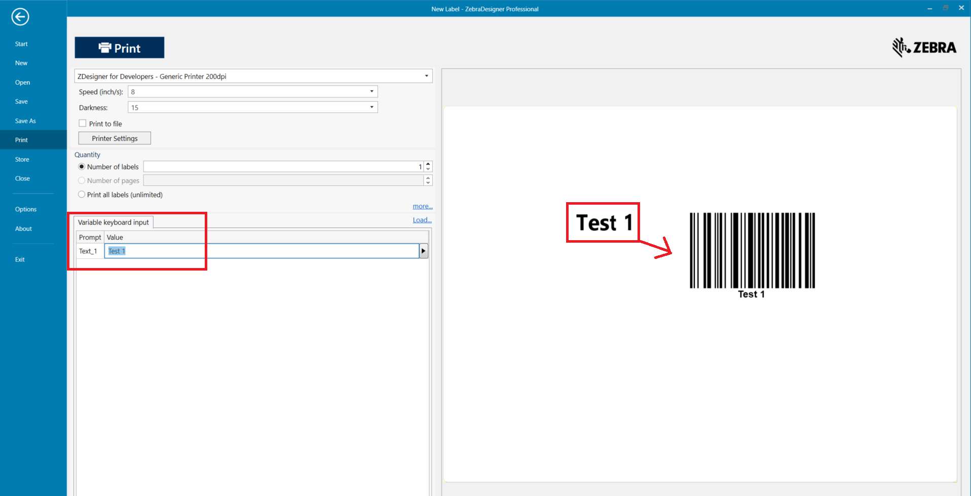 Linking Two Fields of Text or Barcode Together to Print Using