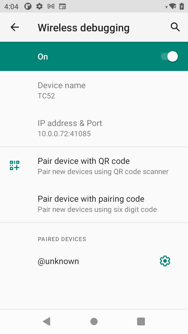 A11: Verwenden von Wireless ADB