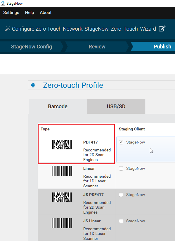 StageNow: Zero Touch Wizard