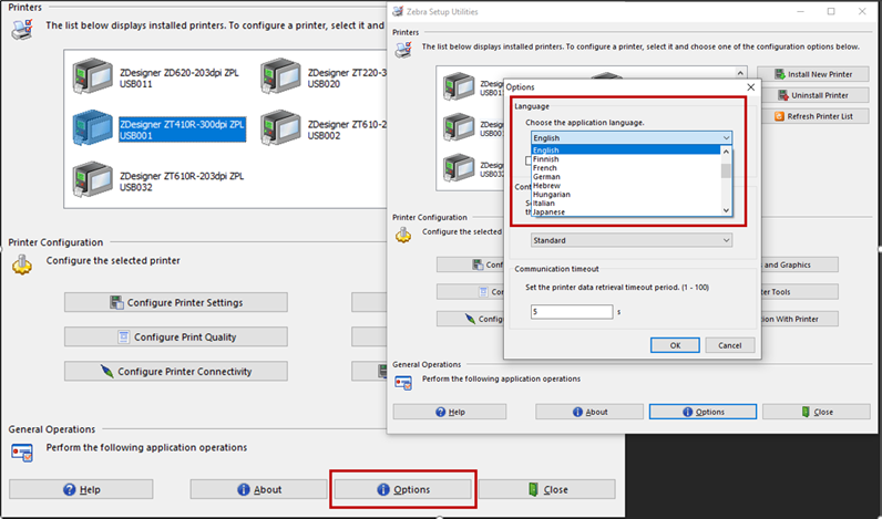 Changing the Printer Driver Interface Language: Access Denied Message