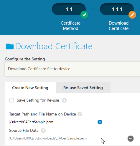 Installing CA Certificate (.PEM File) Using StageNow