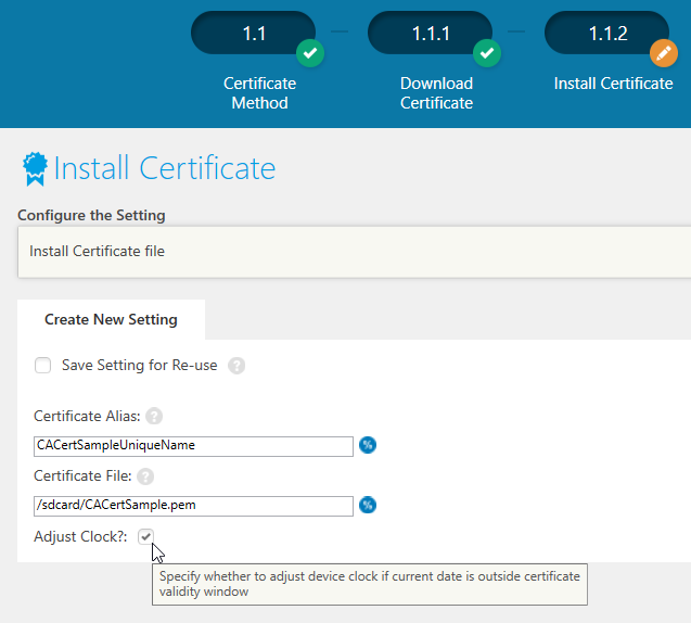 Installing CA Certificate (.PEM File) Using StageNow