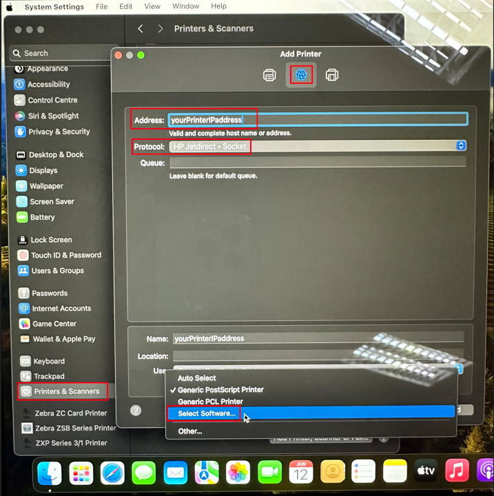 CUPS 로 이동하지 않고 Apple Mac OS 에 네트워크 Zebra 프린터 설치