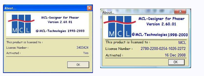 ¿Cómo encontrar MCL Designer para el número de licencia de Phaser?