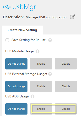 Android StageNow Enable Disable USB Debug Developer Option