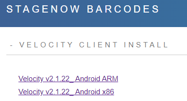 Velocity Client: StageNow-streepjescodes voor zowel ARM- als x86 ...
