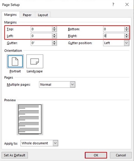 MS Word'den yazdırma