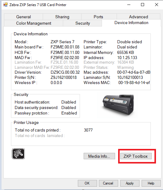 在ZXP Series 7 上校准色带传感器