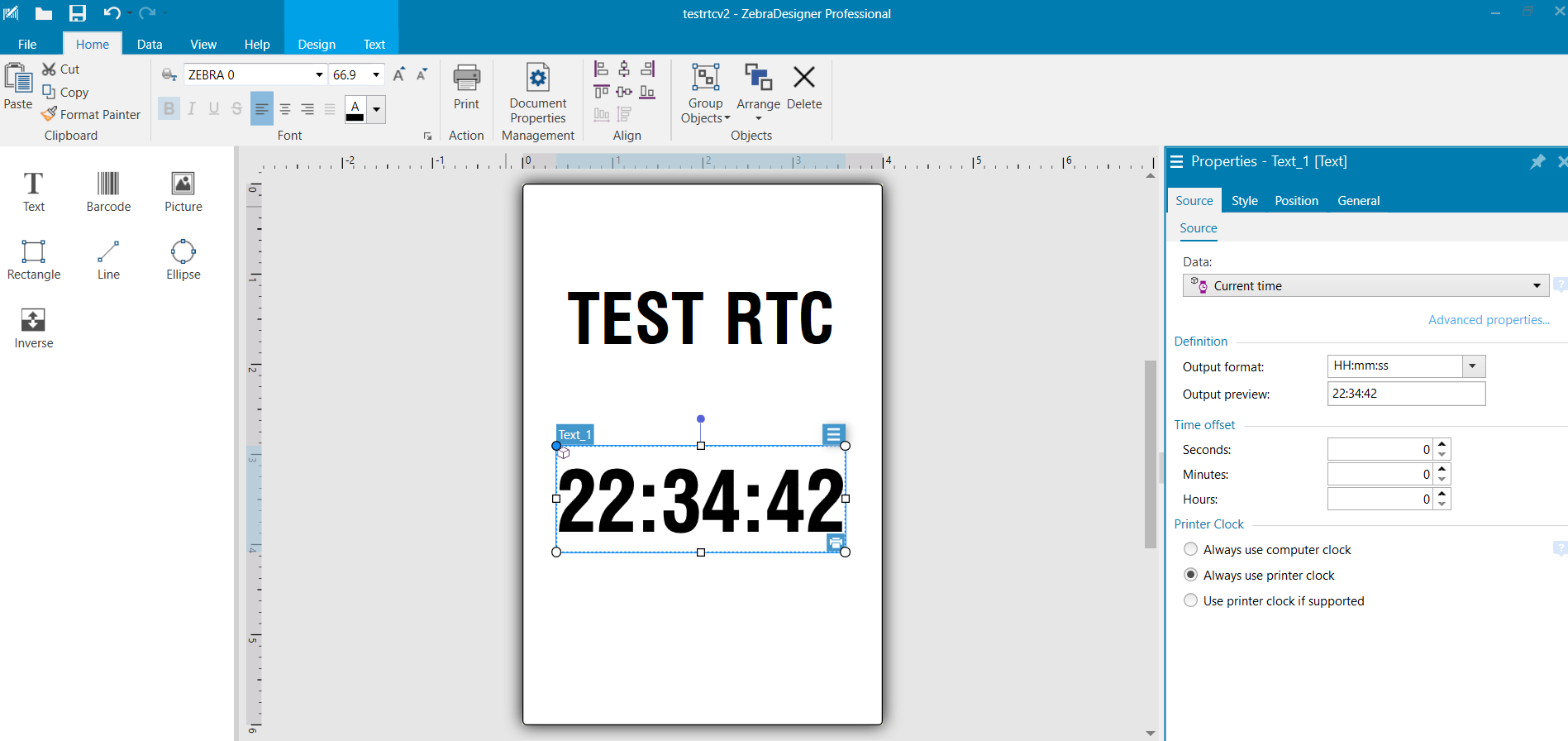 【user_80c0ed9cページ】 ZebraDesigner v3 Is Not Printing RTC Correctly