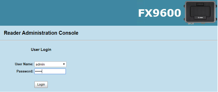 Access to FX Series RFID Fixed Reader Web-Based Administrator Console