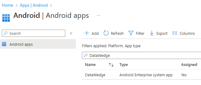 Activer DataWedge dans un profil de travail dans Microsoft Intune