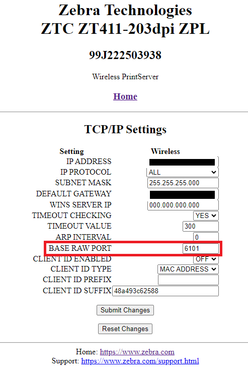 Alterando a porta IP do driver da impressora e a porta base Raw