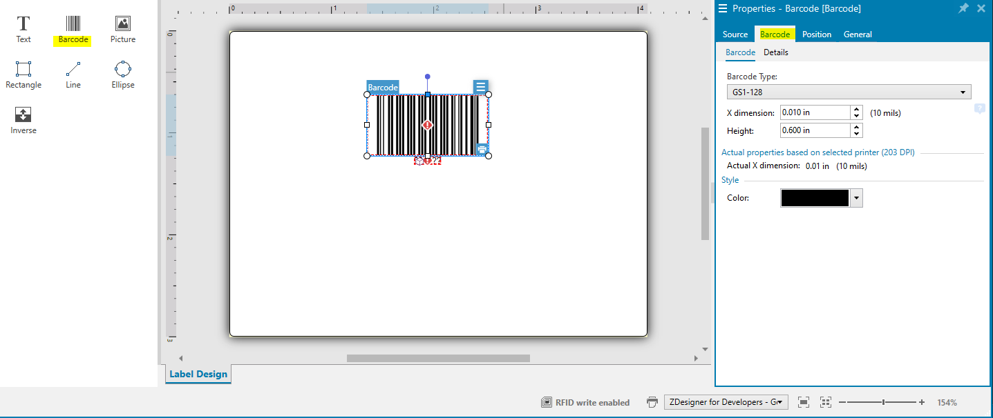 ZebraDesigner V3: Creating GS1-128 (310x Identifier)