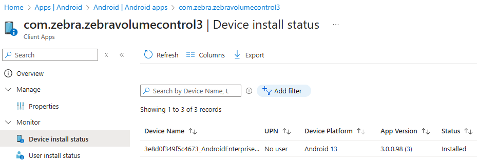 Zebra Volume Control이 Microsoft의 관리 홈 화면에서 열리지 않음