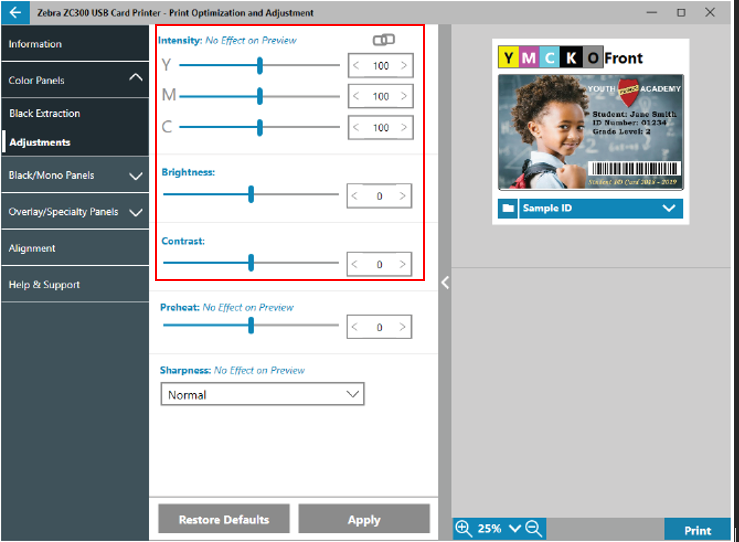 ZC100/ZC300 Card Printer series: Printed Card Appeared Faded or