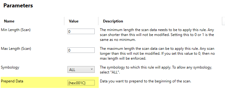Velocity: Steps to Prepend a File Separator (HEX 1C) to Each Barcode Scan