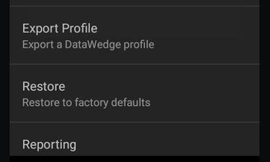Restablecer configuración de DataWedge