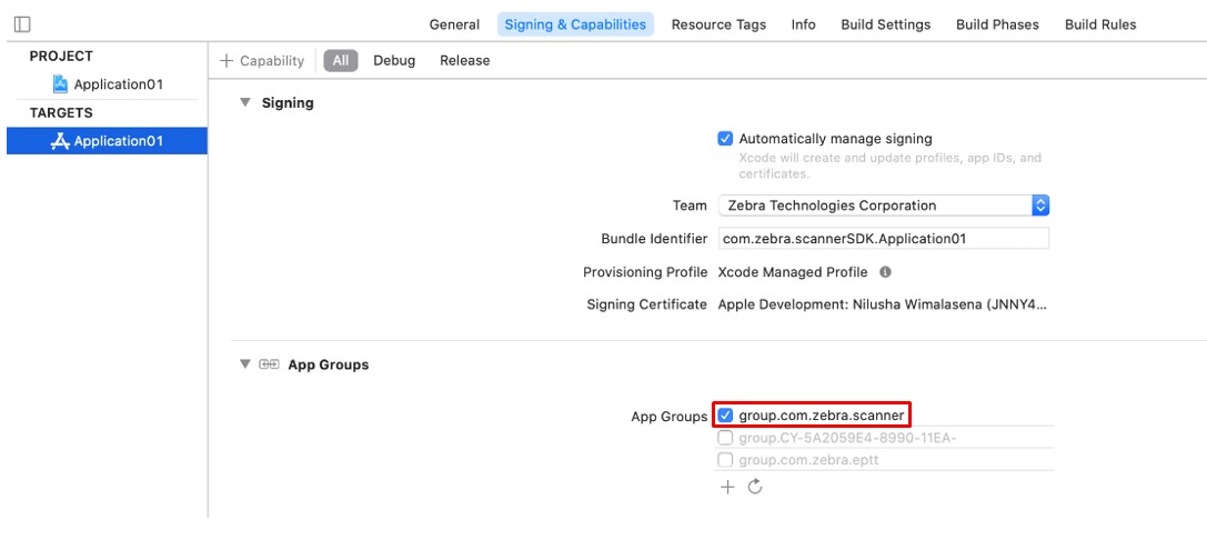 두 Zebra iOS 애플리케이션 간에 데이터 공유