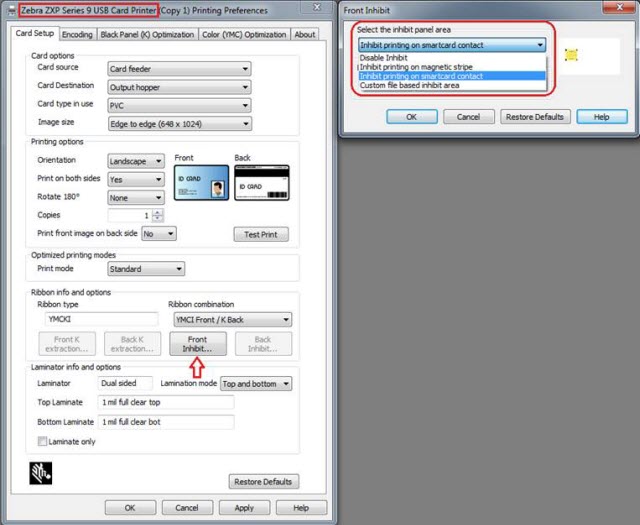 Inhibiting Printing to Magnetic Stripe, Signature Panel, or Smart