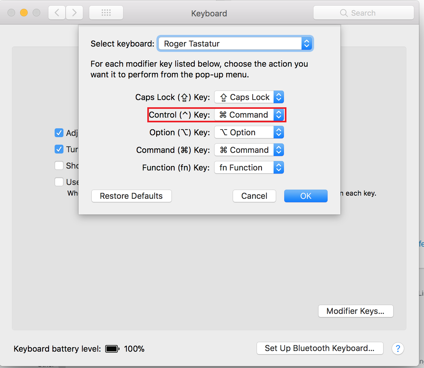 STRG-Tastenkombination in OSX