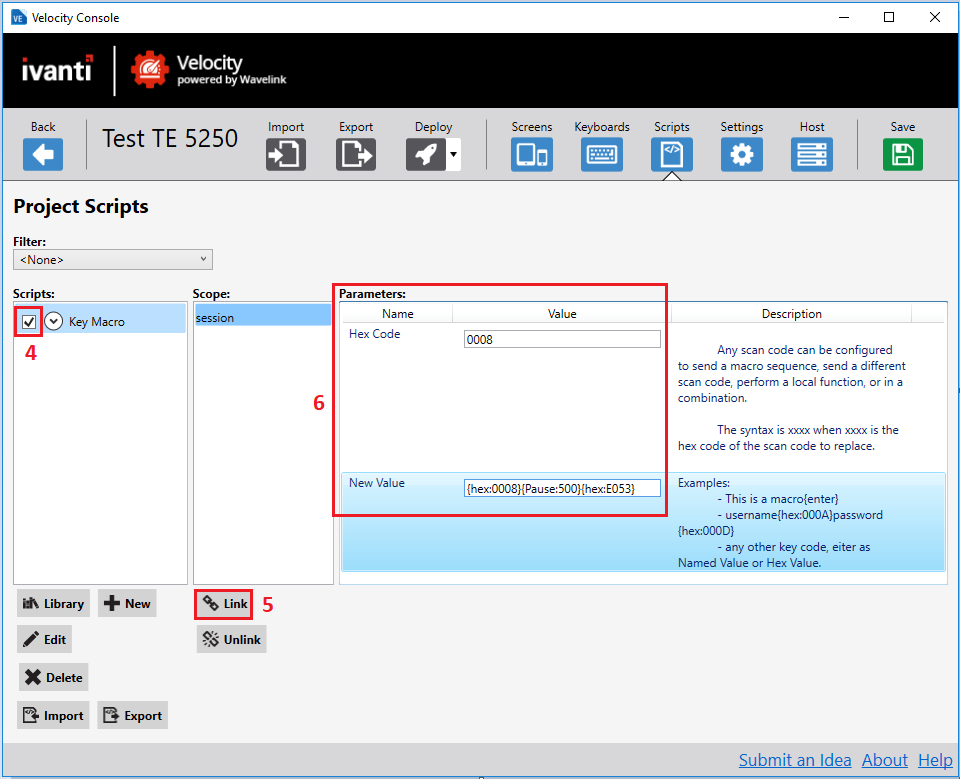 Configura il backspace distruttivo per Velocity Client