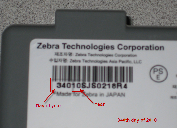 Battery Date Code RW Series Printers