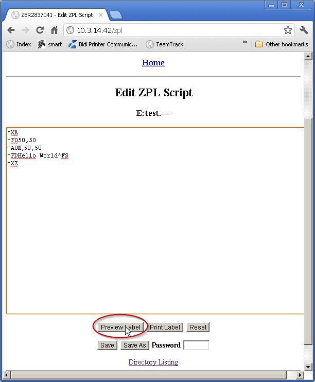 使用网络打印机预览 ZPL 标签