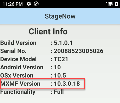 StageNow: Selecting Correct MX Version When Creating a New Profile