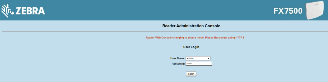 アシタカ様　確認用 Default Login Credential for FX Series RFID Fixed Reader