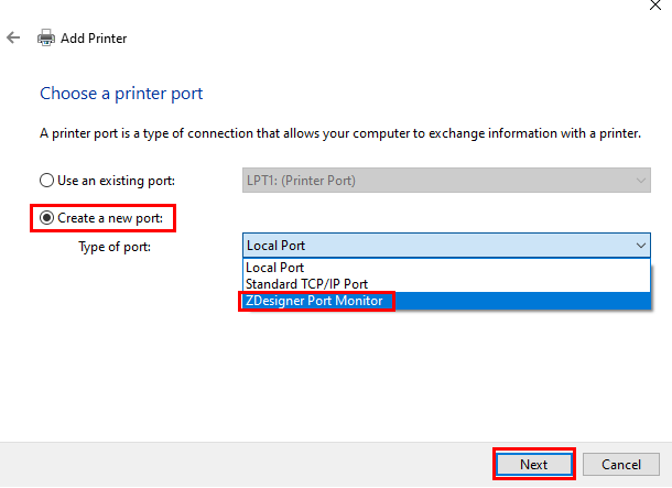 Zebra Setup Utilities: Instalando o ZDesigner Port Monitor