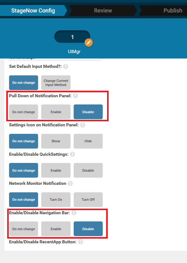 Enable Navigation Bar and Notification Pulldown Using StageNow