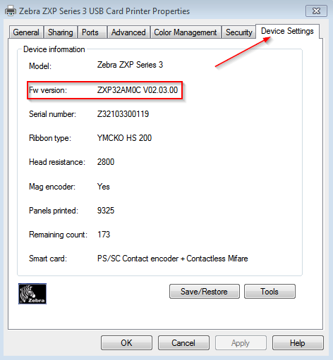 Verificando a versão do driver e do firmware para impressoras de