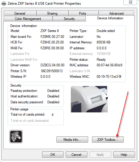 Verificando a versão do driver e do firmware para impressoras de