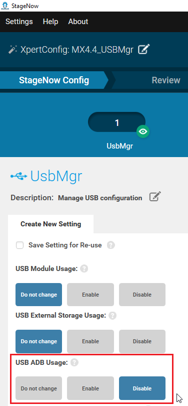 Disable ADB Mode via StageNow