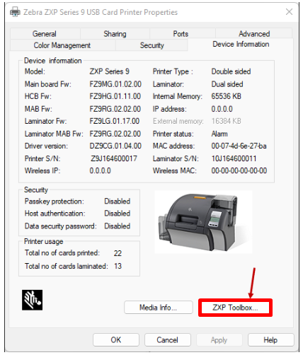 Save and Restore Printer Driver Setting on ZXP Series 9 Card Printer