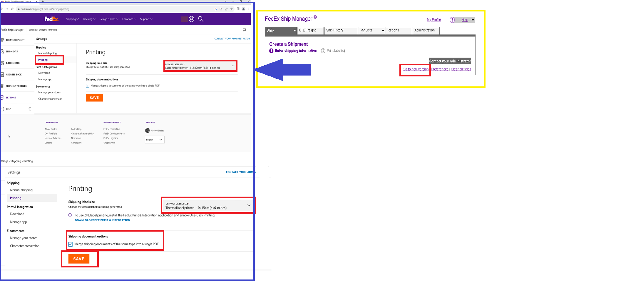 ZP500/ZP505 プリンターを使用した FedEx Ship Manager での 4x6