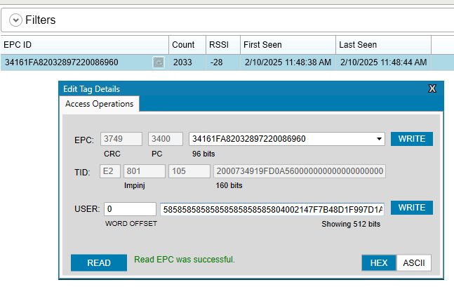 Lettura tag non riuscita su .net SDK