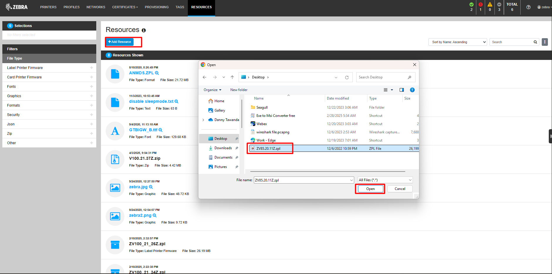 Send the Firmware to Multiple Printers via Printer Profile Manager