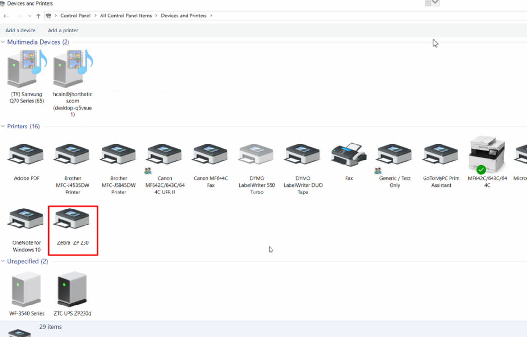 Installing Zebra ZP230 Printer Drivers on a Windows PC