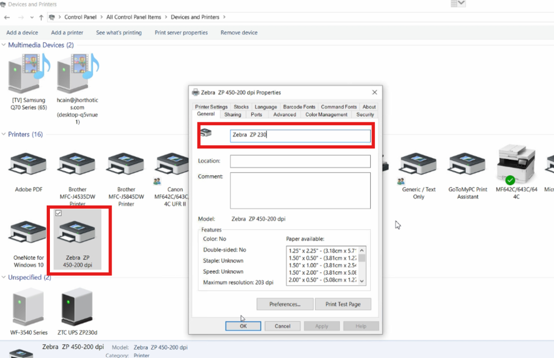 Installing Zebra ZP230 Printer Drivers on a Windows PC