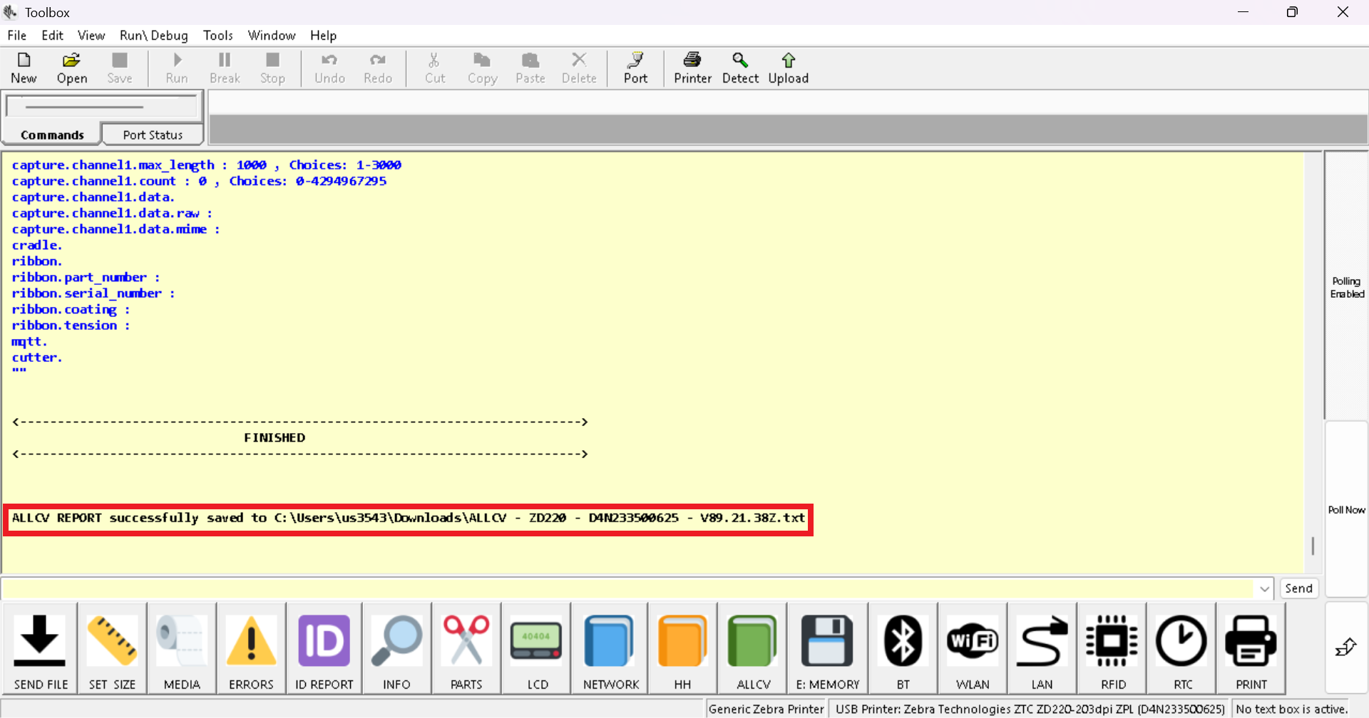 Retrieve the Entire Printer Report Using the 
