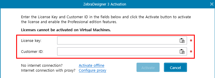 ZebraDesiger 3 Professional: Cannot Activate with Used License Key